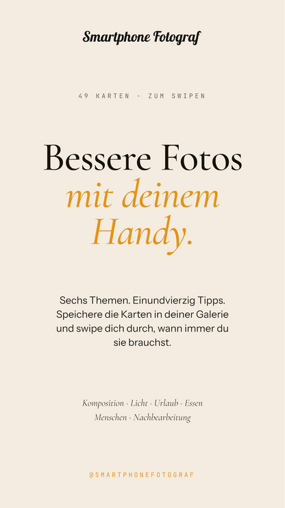 Smartphone Fotografie Swipe Karten: Lernkarten für dein Handy